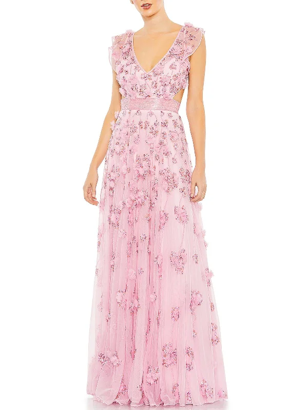 Womens Sequined Maxi Evening Dress A-Line Day Work