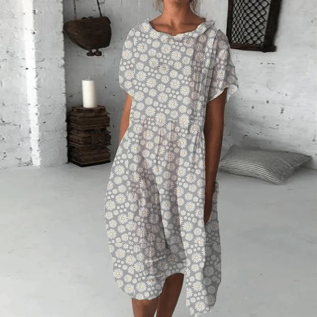 Summer hot sun flower print long dress Tunics Fashionable trendy