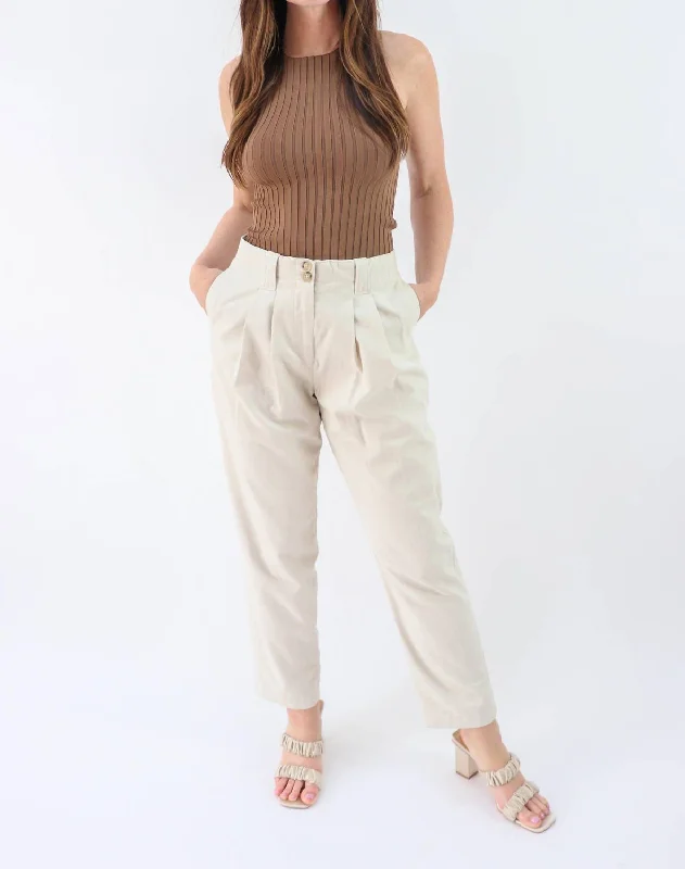 Euro Postcards Linen Pants in Oatmeal Comfortable Wide-Leg Pants