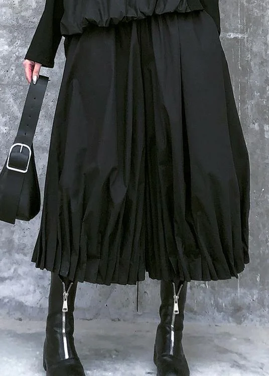 Women's baggy pleated wide leg pants high waist black casual pants Comfy Zip-Up Pants