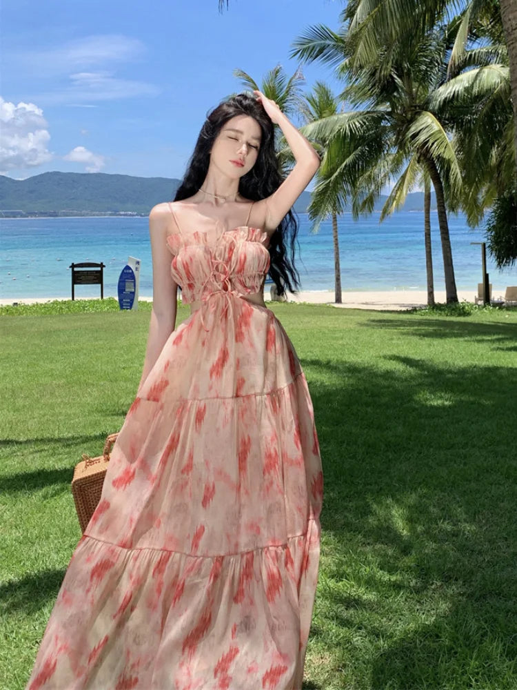 Bonnyshow  Women Fashion Sexy Backless Long Dress Slim Spaghetti Straps Summer New Birthday Party Dresses Wedding Evening Prom Dresses Tunics Sophisticated sleek