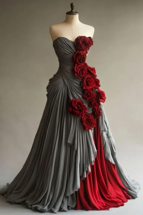 Bonnyshow Retro Ball Gown Sweetheart Chiffon Gray Party Dress Prom Dress Evening Dress SD1763 Tunics Yoga stretchy