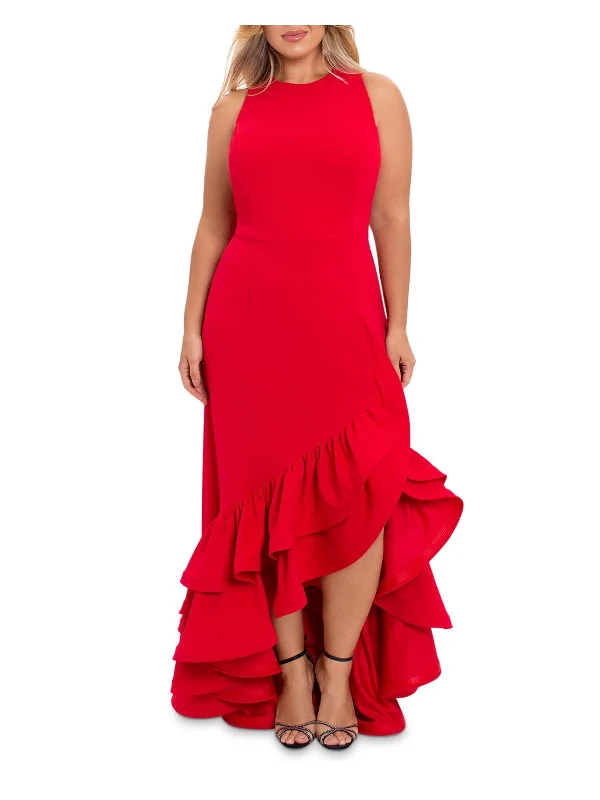 Plus Womens Ruffled Long Evening Dress Tunics Sale discount