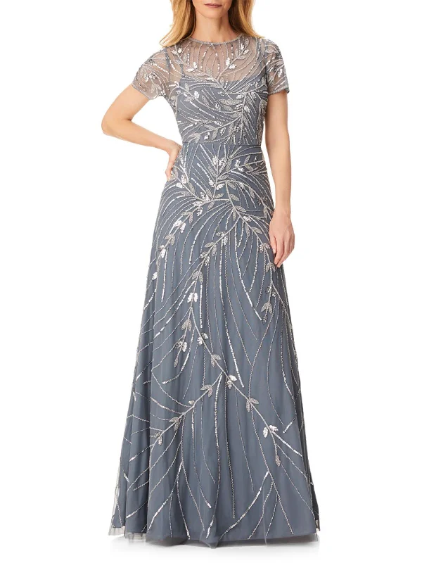 Womens Beaded Full Length Evening Dress Tunics Floral girly
