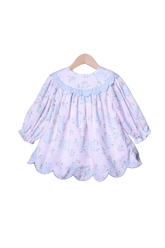 Scalloped Pink Floral and Blue Gingham Pique Dress Tunics Versatile stylish