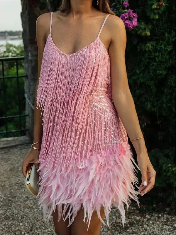 1920s Sheath/Column Spaghetti Straps Sequins Vintage Costume Party Dresses Tunics Exclusive limited