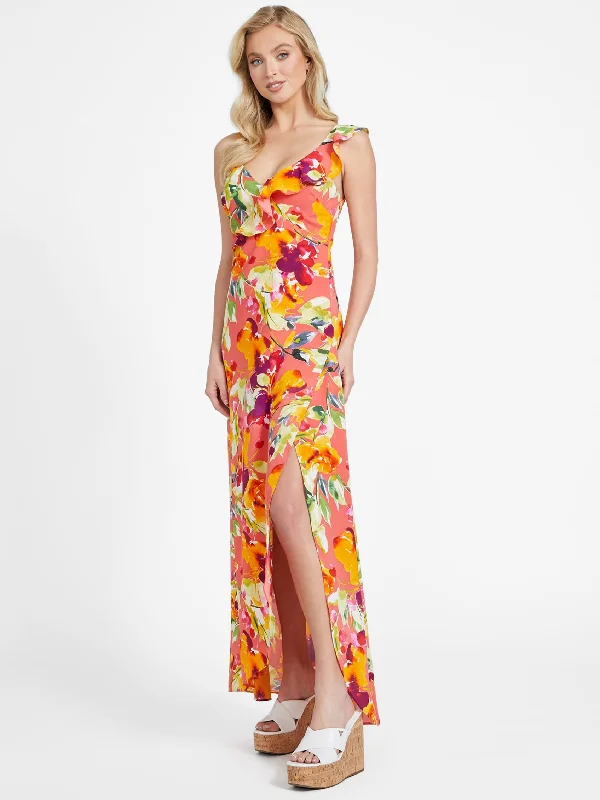 Astella Floral Sleeveless Long Dress Tunics Trendy modern