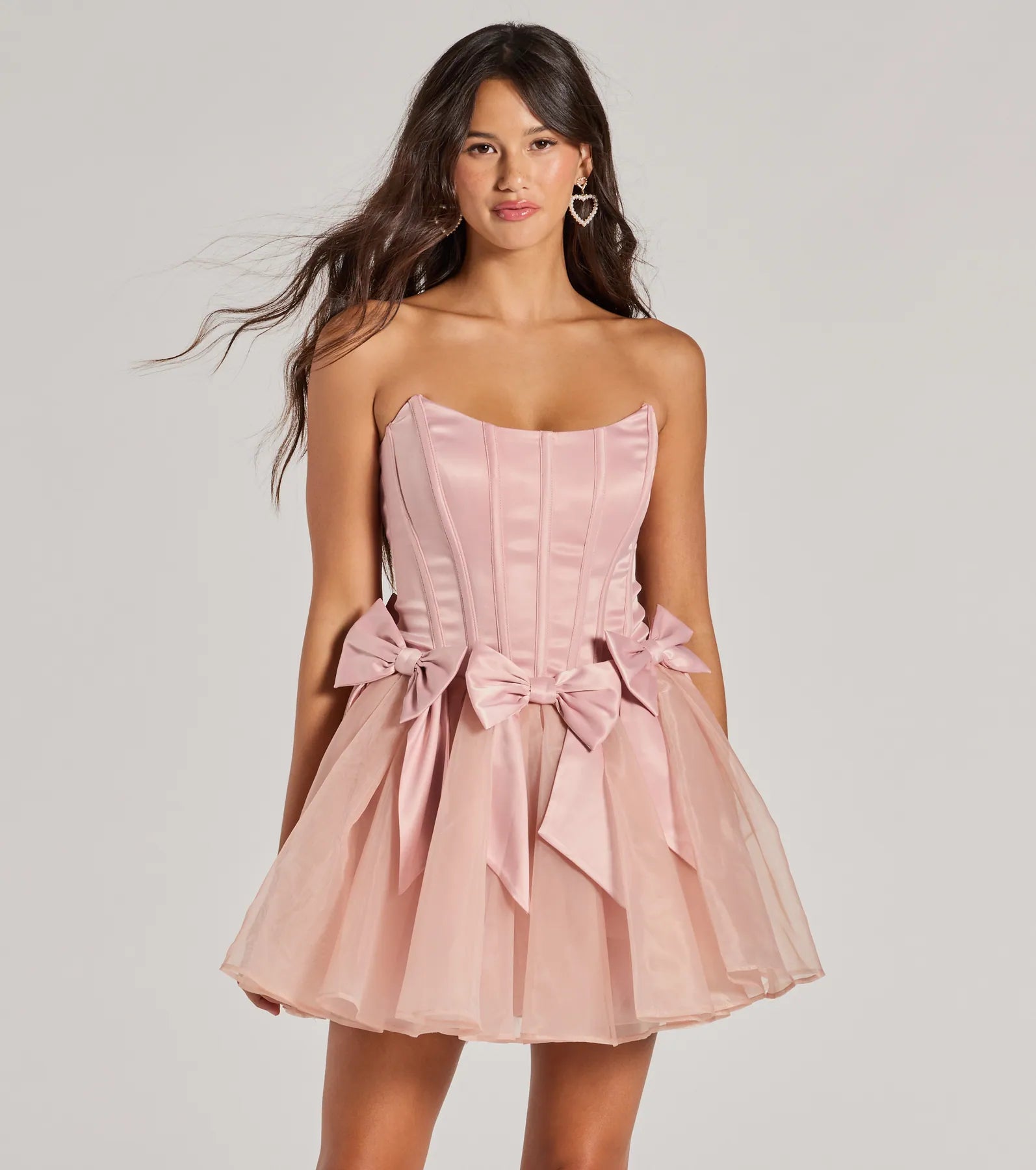 Jaimie Strapless Corset Bow A-Line Party Dress Tunics Fashionable trendy