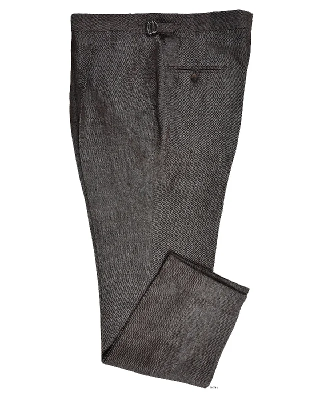 Solbiati Coffee Brown Linen Dress Pant Classic Cropped Pants