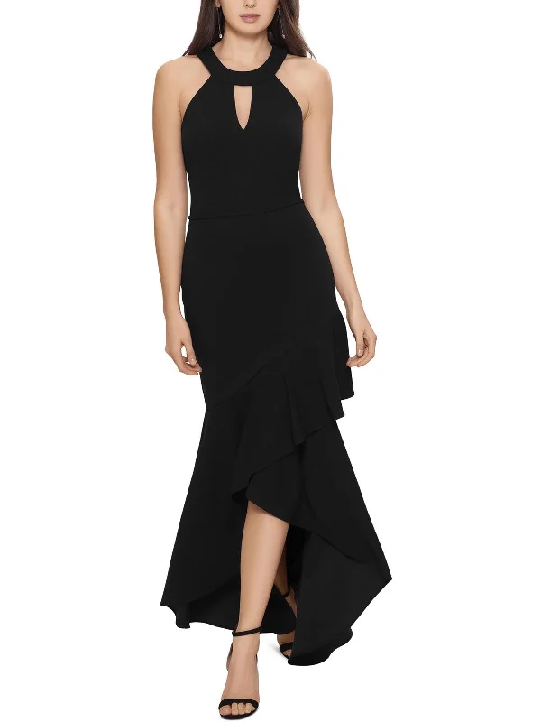 Womens Halter Ruffled Evening Dress Tunics Sophisticated sleek