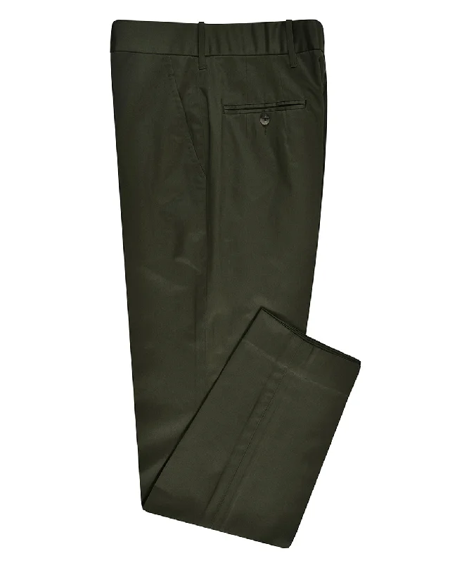 Dark Army Green Cotton Dress Pant Formal Slim Pants