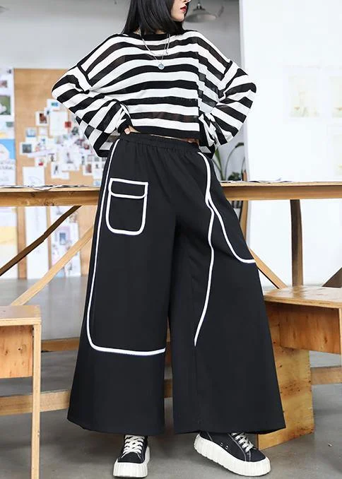 Women's high waist loose straight summer thin section  black nine-point casual pants Modern Bootcut Pants