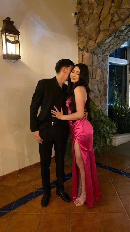 Bonnyshow Charming Satin Mermaid Long Party Dress Graduation Dress Evening Dress SD1726 Mermaid Tail Wedding