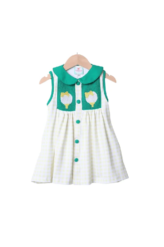Smocked Golf Yellow Gingham Bow Dress Tunics New arrival