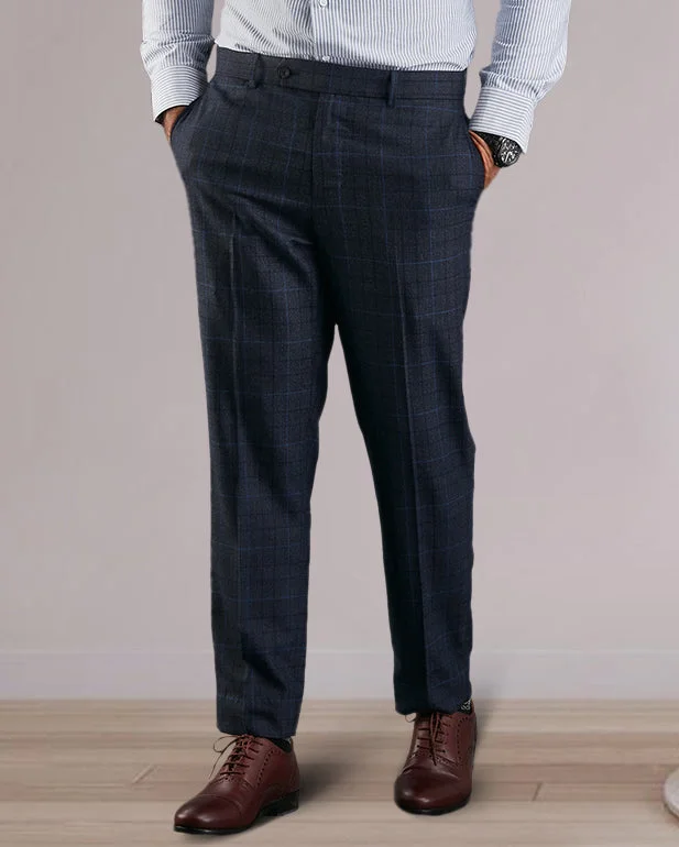 VBC Blue Glen Plaid Overchecks Dress Pant Warm Wool Trousers