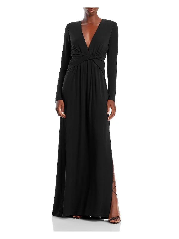 Womens Plunging Gathered Evening Dress Tunics Wedding white