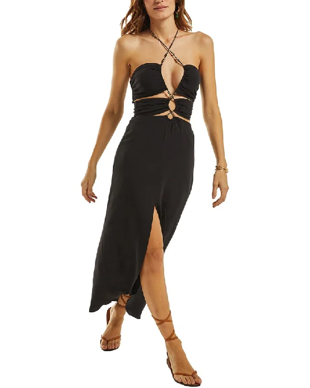 ViX Solid Luana Detail Long Dress Tunics Sale discount