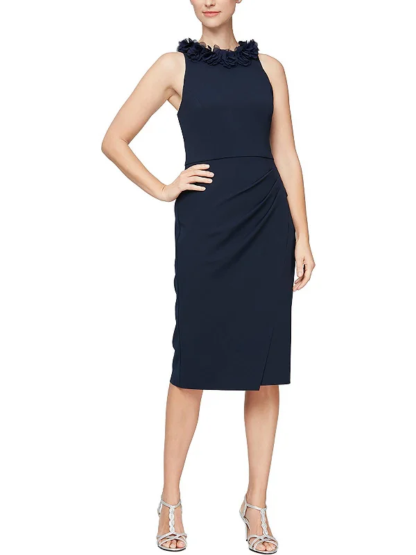 Womens Ruffle Knee Evening Dress Tunics Sophisticated sleek
