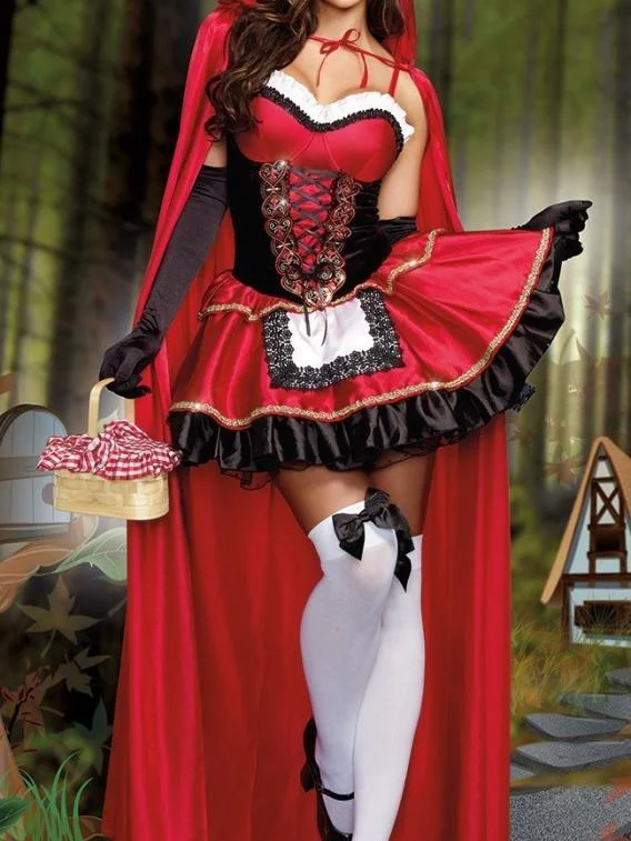 Red Halloween Cosplay Party Dress Tunics Silk luxurious