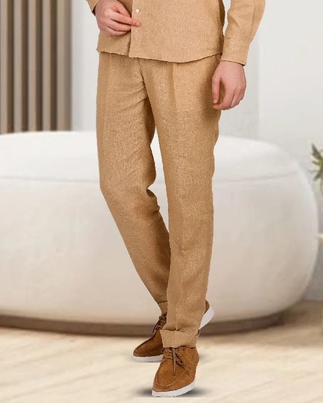 Golden Linen Dress Pant Trendy Velvet Pants