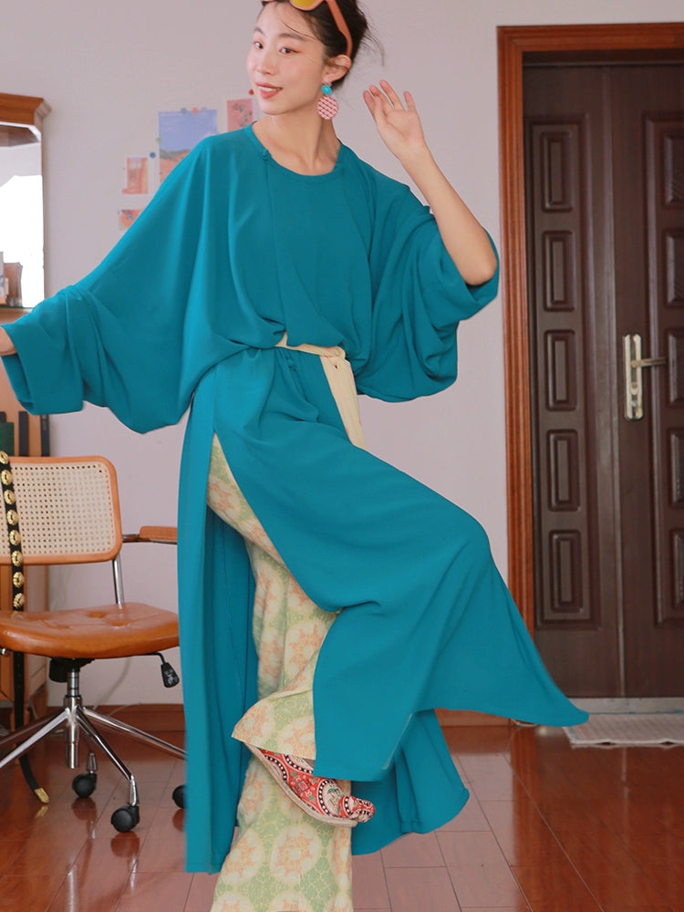 Poyang 鄱陽 Lake Poyang Tang Dynasty Unisex Yuanlingpao Round Collar Robe & Pants Set Soft Stretch Pants