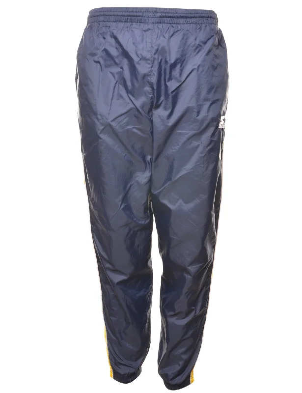 Starter Navy Shiny Track Pants - W32 L30 Casual Yoga Pants