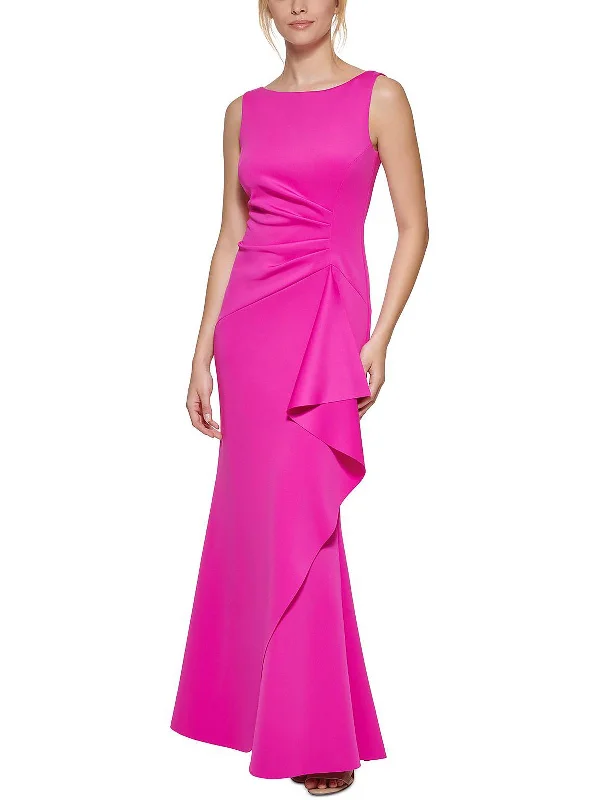 Womens Cascade Ruffle Maxi Evening Dress Tunics Ceremony elegant