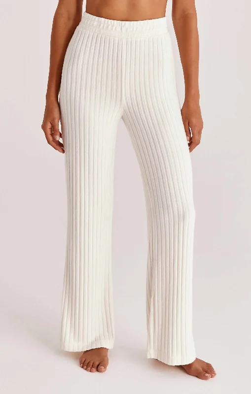 Bloomfield Ribbed Knit Pant in Ivory Chic Faux Leather Pants