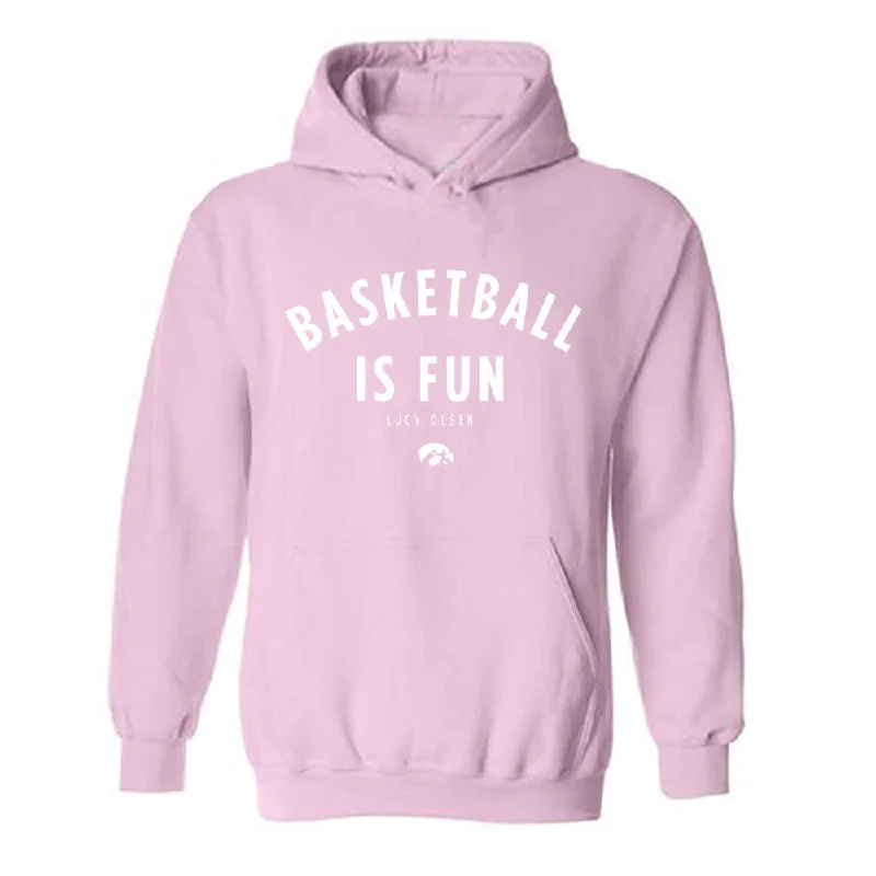 Iowa - NCAA Women's Basketball : Lucy Olsen - Hooded Sweatshirt Hoodie with Drawstring Waist Adjustable Fitted Iowa - NCAA Women's Basketball : Lucy Olsen - Hooded Sweatshirt Hoodie with Drawstring Waist Adjustable Fitted