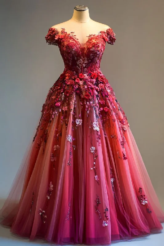 Bonnyshow Aesthetic Ball Gown Off The Shoulder Pink Tulle Party Dress Long Prom Dresses Evening Dresses SD1781 Tunics Canvas sturdy