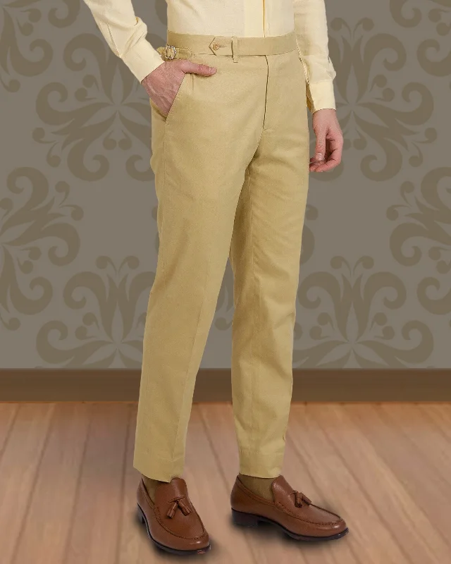 Mellow Mustard Soft Twill Dress Pant Trendy Printed Pants