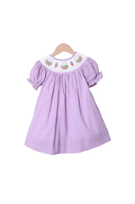 Smocked Easter Bunny Basket Lavender Swiss Dot Dress Tunics Chic fashionable