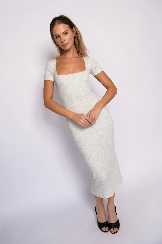 Tessa Dress Baby Ribbed - Heather Grey Tunics Modern contemporary