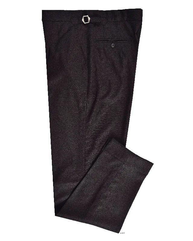 VBC 100% Wool: Dark Chocolate Brown Flannel Dress Pant Formal Slim Pants