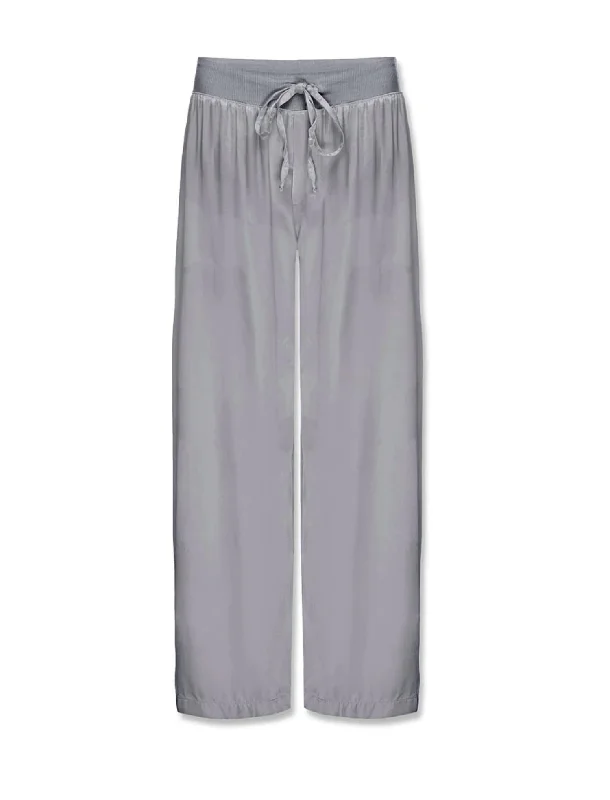 Jolie Satin Capri Pants In Silver Casual Drawstring Pants