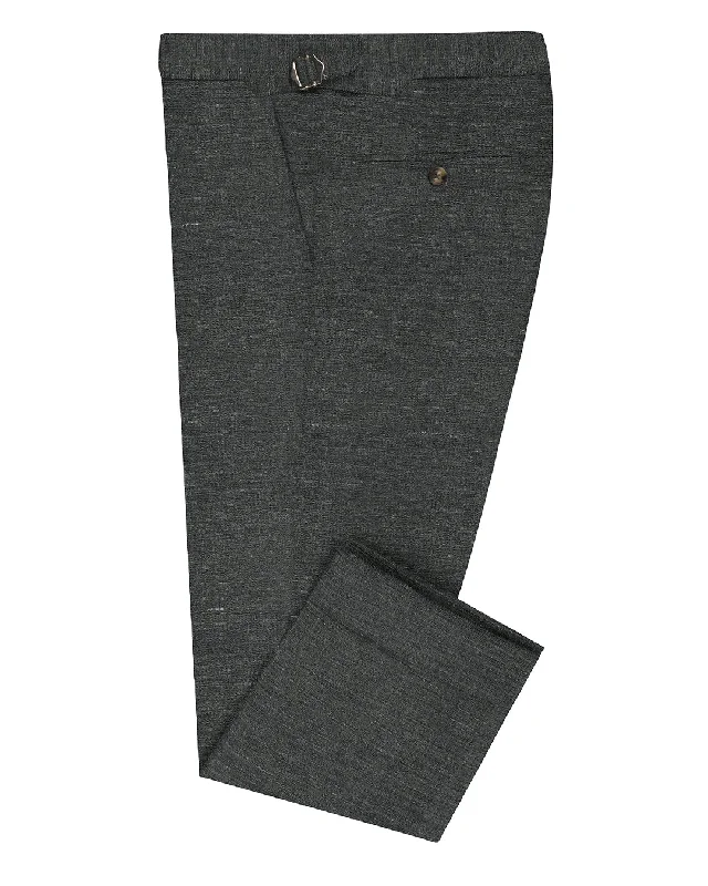 Solbiati Ash Grey Linen Dress Pant Trendy Wide-Leg Pants