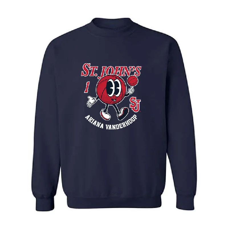 St. Johns - NCAA Women's Basketball : Ariana Vanderhoop - Fashion Shersey Crewneck Sweatshirt Hoodie with Hem Frayed Vintage Worn