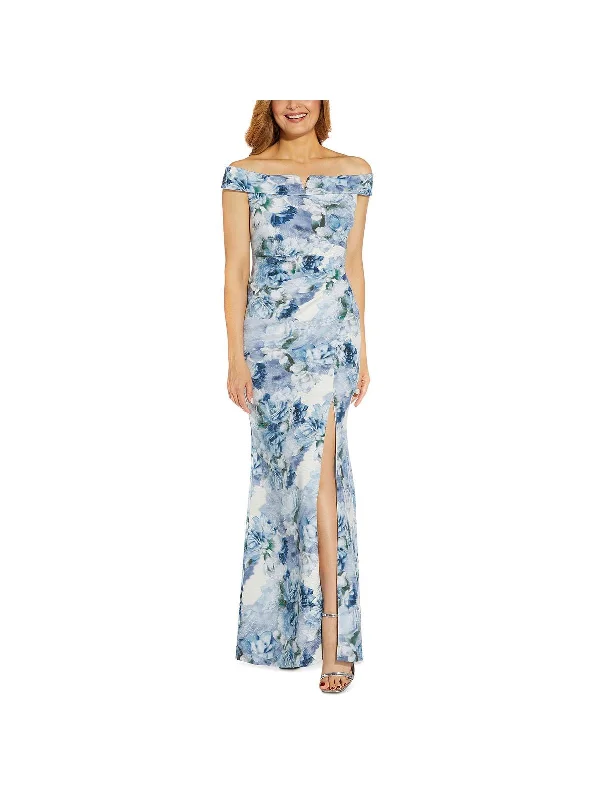 Womens Metallic Floral Evening Dress Tunics Fall fleece
