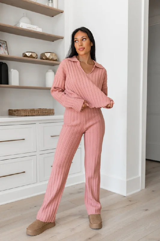 For The Long Haul Mauve Knit Pants FINAL SALE Cozy Lounge Pants