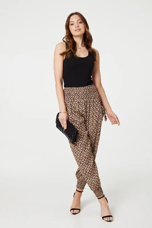 Printed High Waist Tassel Harem Pants Fashionable Work Pants