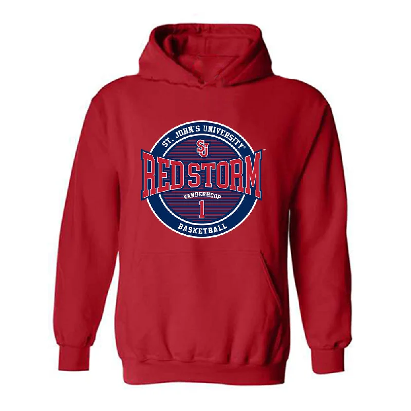 St. Johns - NCAA Women's Basketball : Ariana Vanderhoop - Classic Fashion Shersey Hooded Sweatshirt Hoodie with Hem Contrast Bold Stylish