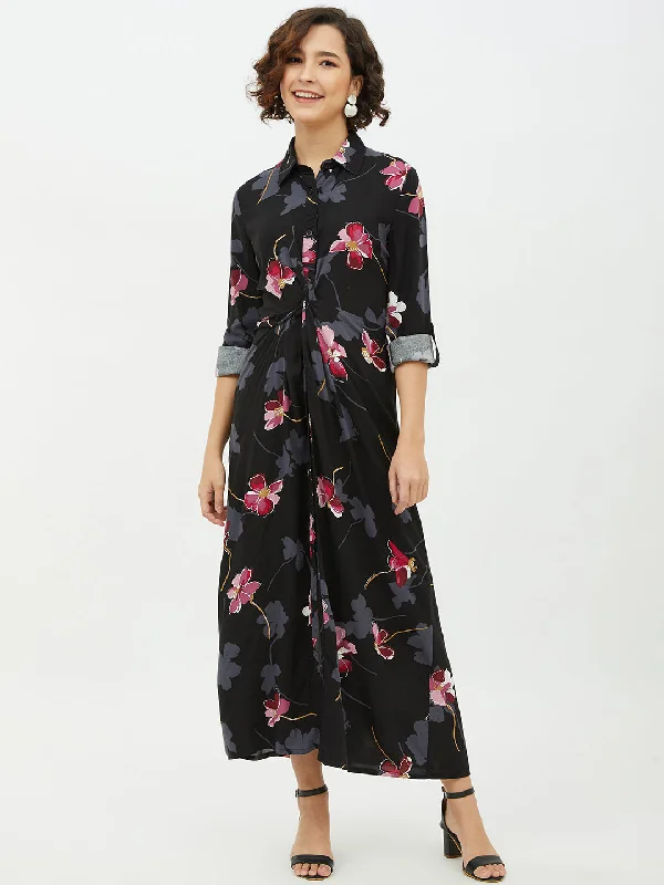 Women's Floral Print Cotton Long Dress - StyleStone Tunics Timeless classic