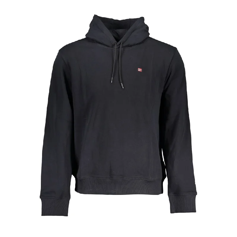 Sleek Black Cotton Hooded Sweatshirt Hoodie Sweatshirt Pullover