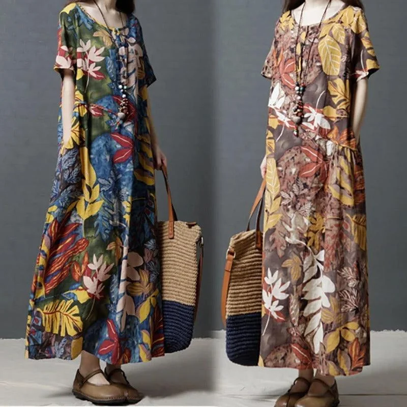 Cotton and linen long dress Tunics Chinos classic