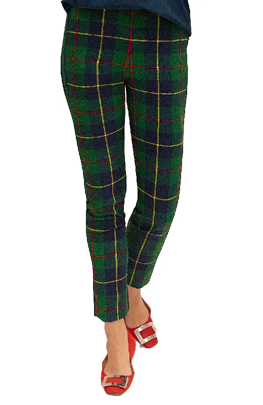 Gretchen Scott Pull On Pant - Plaidly Cooper - Green Plaid Chic Black Leggings