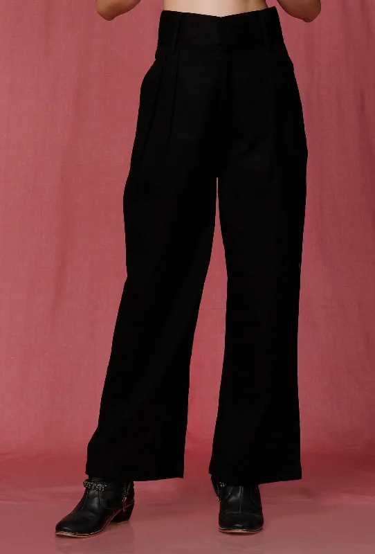 Black Plain Linen Pant Comfortable Denim Leggings