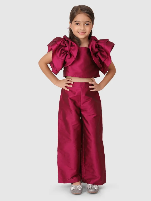 Plum flower sleeve top&Pant Formal Wide-Leg Pants