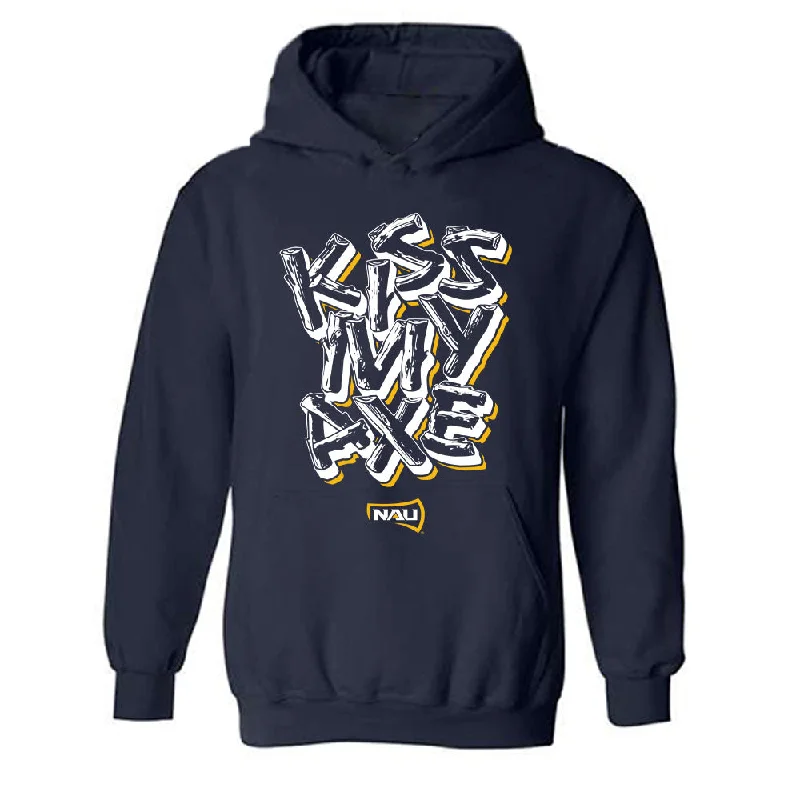 Northern Arizona - NCAA Women's Basketball : Audrey Taylor - Kiss My Axe V1 Classic Shersey Hooded Sweatshirt Hoodie with Contrast Stitching Detailed Premium