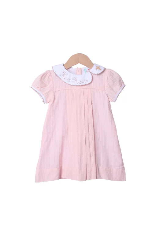 He Is Risen Pink Linen Dress Tunics Polka dots
