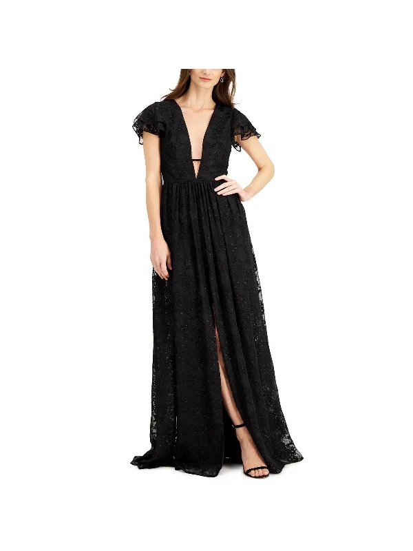 Womens Metallic Maxi Evening Dress Tunics Designer luxury